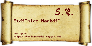 Stánicz Markó névjegykártya